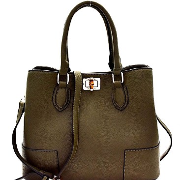 Bamboo Turn-Lock Structured 2-Way Satchel MH-87873