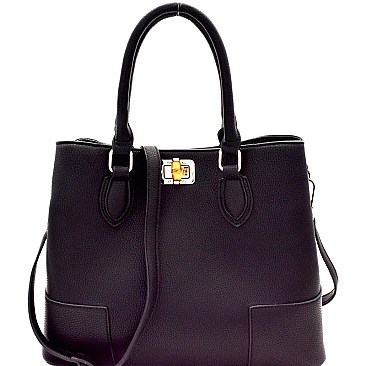 Bamboo Turn-Lock Structured 2-Way Satchel MH-87873