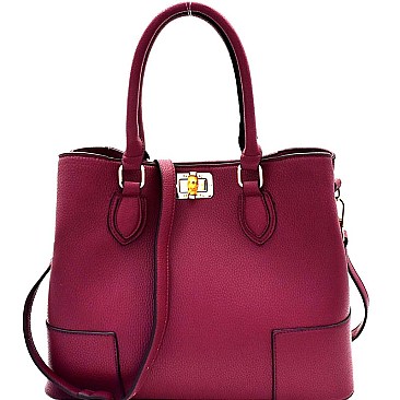 Bamboo Turn-Lock Structured 2-Way Satchel MH-87873