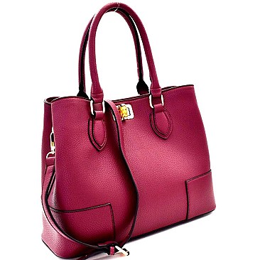 Bamboo Turn-Lock Structured 2-Way Satchel MH-87873