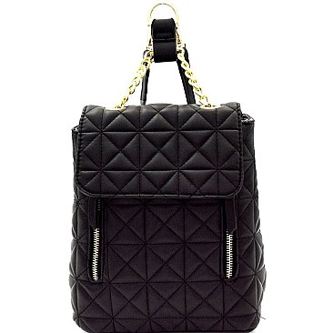 Chain Accent Quilted Fashion Backpack MH-87882