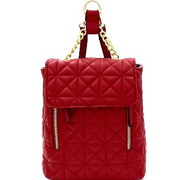 Chain Accent Quilted Fashion Backpack MH-87882