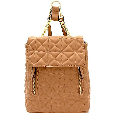 Chain Accent Quilted Fashion Backpack MH-87882