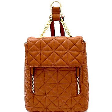 Chain Accent Quilted Fashion Backpack MH-87882
