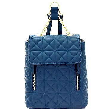 Chain Accent Quilted Fashion Backpack MH-87882