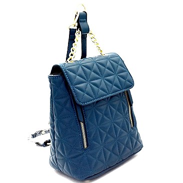 Chain Accent Quilted Fashion Backpack MH-87882