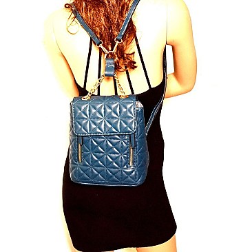 Chain Accent Quilted Fashion Backpack MH-87882