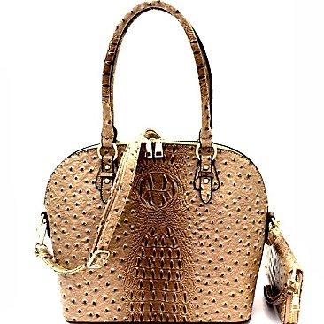 Ostrich Print Classy Dome Satchel SET MH-87940