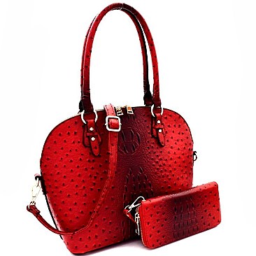 Ostrich Print Classy Dome Satchel SET MH-87940