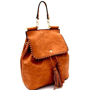 Tassel Accent Whipstitched Fashion Backpack MH-87945