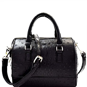 Ostrich Embossed Medium 2-Way Boston Satchel MH-87950