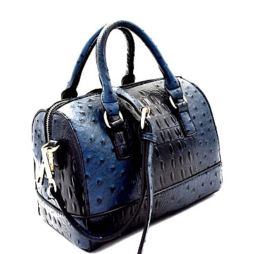 Ostrich Embossed Medium 2-Way Boston Satchel MH-87950