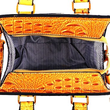 Ostrich Embossed Medium 2-Way Structured Satchel MH-87951