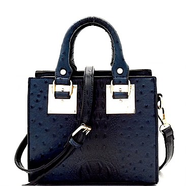 Ostrich Embossed Medium 2-Way Structured Satchel MH-87951