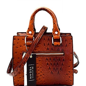 Ostrich Embossed Medium 2-Way Structured Satchel MH-87951