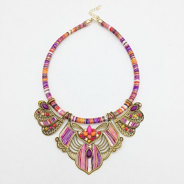 2in1 Ethnic Beaded Necklace-Earring Set