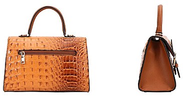 2 in 1 Crocodile Flap Satchel - Wallet Set