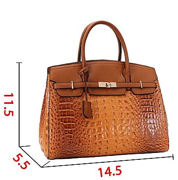 2in1 Classic Crocodile Skin Satchel Wallet Set