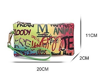 Graffiti Tasseled Clutch Wallet