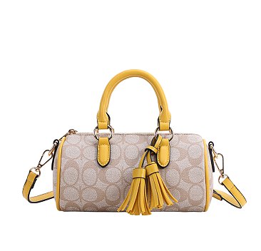 mustard Oval Monogram Satchel Bag