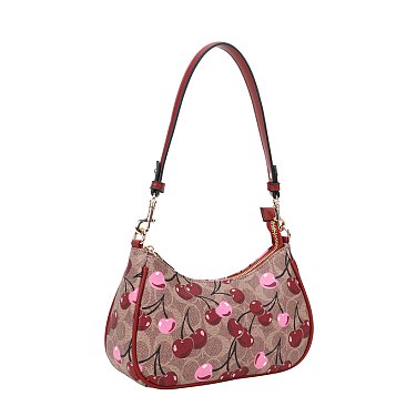 2-IN-1 Oval Cherry Print Satchel Wallet Set