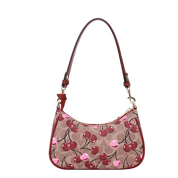2-IN-1 Oval Cherry Print Satchel Wallet Set