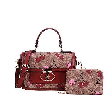 Cherry Flap Satchel Set -2-in-1