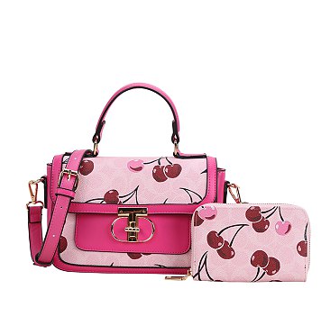 Cherry Flap Satchel Set -2-in-1