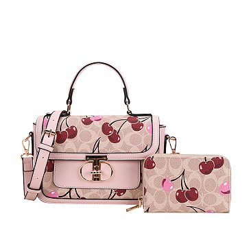 Cherry Flap Satchel Set -2-in-1