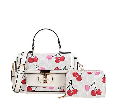 Cherry Flap Satchel Set -2-in-1