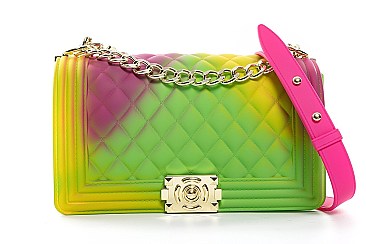 QUILTED MULTI COLOR JELLY SHOULDER BAG