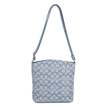 2-in-1 Multi-Pocket Oval Print Crossbody Bag Set