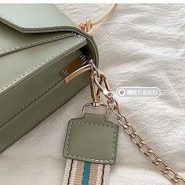 Metal Handle Color Block Satchel - Shoulder Bag