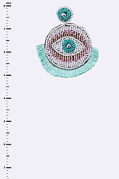 Stylish Beaded Round Eye Tassel Earrings