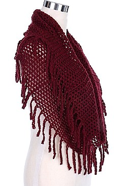 Pack of (12 Pieces) Assorted Colors Stylish Fringe Knitted Infinity Scarves FM-AO6055