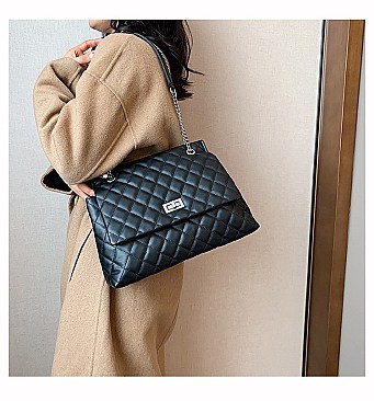 STYLISH QUILTED CHAIN STRAP SATCHEL