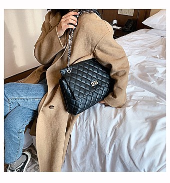 STYLISH QUILTED CHAIN STRAP SATCHEL