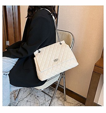 STYLISH QUILTED CHAIN STRAP SATCHEL