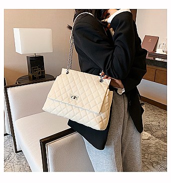 STYLISH QUILTED CHAIN STRAP SATCHEL