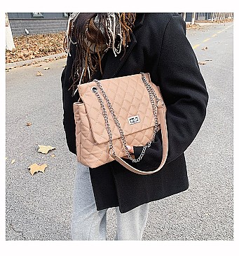 STYLISH QUILTED CHAIN STRAP SATCHEL