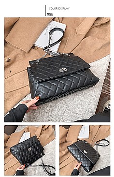 STYLISH QUILTED CHAIN STRAP SATCHEL