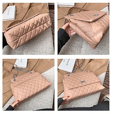 STYLISH QUILTED CHAIN STRAP SATCHEL