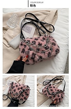 CHIC ANIMAL PRINT FUR CROSS BODY BAG