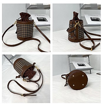 FASHIONABLE PATTERNED BUCKET CROSS BODY BAG