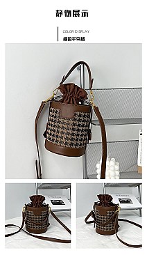 FASHIONABLE PATTERNED BUCKET CROSS BODY BAG