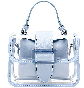 Buckle Accent Clear Transparent 2 in 1 Shoulder Satchel Bag