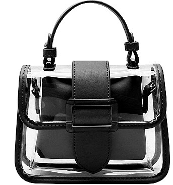 Buckle Accent Clear Transparent 2 in 1 Shoulder Satchel Bag