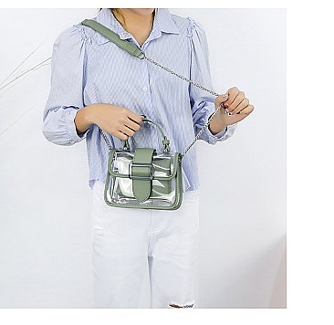 Buckle Accent Clear Transparent 2 in 1 Shoulder Satchel Bag