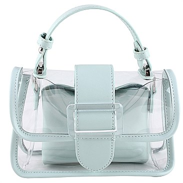 Buckle Accent Clear Transparent 2 in 1 Shoulder Satchel Bag