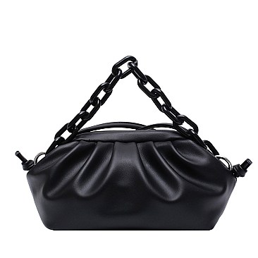 LARGE SIZE LINKED CHAIN FANCY SATCHEL SHOULDER BAG